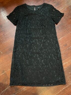 Ann Taylor Black Lace Shift Mini Dress